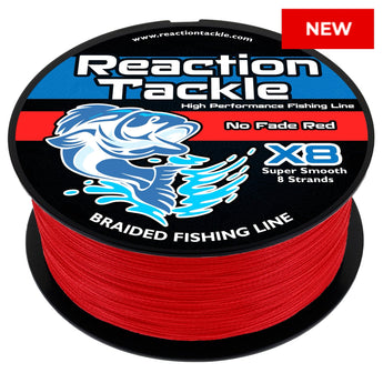 Reaction Tackle X8 Braided Fishing Line - NO FADE Red 8 Strand - NEW - Gio's Outdoors