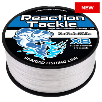 Reaction Tackle X8 Braided Fishing Line - NO FADE White 8 Strand - NEW - Gio's Outdoors