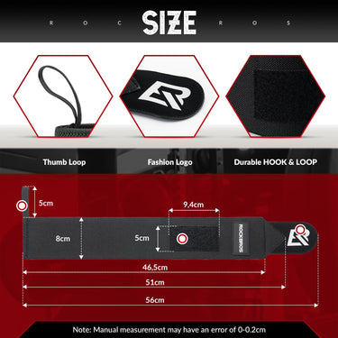 ROCKBROS 22” Wrist Wraps with Thumb Loop Premium Quality for Weightlifting - Gio's Outdoors -ROCKBROSUSA