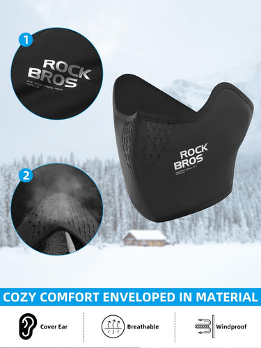 ROCKBROS Half Balaclava Mask Winter Thermal Half Mask Black Beige - Gio's Outdoors -ROCKBROSUSA