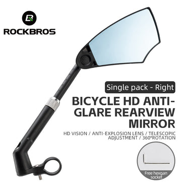 ROCKBROS Adjustable Bike Mirror Anti-Glare 360-Degree Rotation - Gio's Outdoors -ROCKBROSUSA