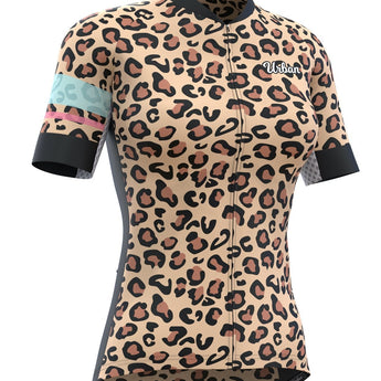 Women's Urban Leopard Print Short Sleeve Jerseys / Bib Shorts